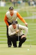 29 September 2007; Peter Hanson and Soren Hansen, Continental Europe, line up a putt on the 17th green. The Seve Trophy, Greensomes, The Heritage Golf & Spa Resort, Killenard, Co. Laois. Picture credit: Matt Browne / SPORTSFILE