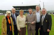29 September 2007; The famous Croke Park's Nally Stand has been re-erected and replicated in the Pairc Colmcille in Tyrone. Pictured at the rededication and official opening of The Nally Stand are, Louisa Nally, Danny Murphy, President Ulster Council, Gearldine Giles, Preident Ladies GAA, Sean Kelly, former GAA President, James Waldron, Chairman Balla GFC Co.Mayo, and Arthur McCallan Chairman Carrickmore GFC. Carrickmore, Co. Tyrone. Picture credit; Michael Cullen / SPORTSFILE