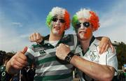 30 September 2007; Ireland fans Barry Fitzgerald, left, Kilmihil, Co. Clare, and Colin Power, Enniscorthy, Co. Wexford, at the game. 2007 Rugby World Cup, Pool D, Ireland v Argentina, Parc des Princes, Paris, France. Picture credit; Brendan Moran / SPORTSFILE