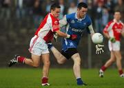 30 September 2007; Darragh Sloyan, Kiltimagh, in action against Alan Plunkett, Ballintubber. TF Royal Hotel and Theatre Mayo Intermediate Football Championship Final, Ballintubber v Kiltimagh, McHale Park, Castlebar, Co. Mayo. Picture credit; Pat Murphy / SPORTSFILE *** Local Caption ***