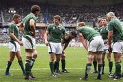 30 September 2007; Ireland captain Brian O'Driscoll speaks to his team-mates after Lucas Borges of Argentina scores. 2007 Rugby World Cup, Pool D, Ireland v Argentina, The Parc des Princes, Paris, France. Picture credit; Paul Thomas / SPORTSFILE