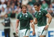 30 September 2007; Ireland players Jerry Flannery and David Wallace toward the end of the match. 2007 Rugby World Cup, Pool D, Ireland v Argentina, Parc des Princes, Paris, France. Picture credit; Brian Lawless / SPORTSFILE