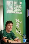 30 September 2007; Ireland captain Brian O'Driscoll at the after match press conference. 2007 Rugby World Cup, Pool D, Ireland v Argentina, Parc des Princes, Paris, France. Picture credit; Brendan Moran / SPORTSFILE