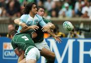 30 September 2007; Agustin Pichot, Argentina, is tackled by David Wallace and Eoin Reddan, Ireland. 2007 Rugby World Cup, Pool D, Ireland v Argentina, Parc des Princes, Paris, France. Picture credit; Brendan Moran / SPORTSFILE