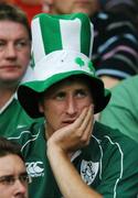 30 September 2007; A dejected Ireland fan during the game. 2007 Rugby World Cup, Pool D, Ireland v Argentina, Parc des Princes, Paris, France. Picture credit; Brendan Moran / SPORTSFILE