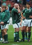 30 September 2007; Ireland players, from left, Jerry Flannery, John Hayes, and Donnacha O'Callaghan, after the match. 2007 Rugby World Cup, Pool D, Ireland v Argentina, Parc des Princes, Paris, France. Picture credit; Brian Lawless / SPORTSFILE