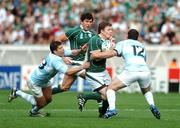 30 September 2007; Brian O'Driscoll, Ireland, is tackled by Manuel Contepomi, left, and Felipe Contepomi, Argentina. 2007 Rugby World Cup, Pool D, Ireland v Argentina, Parc des Princes, Paris, France. Picture credit; Brian Lawless / SPORTSFILE