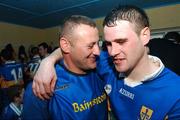 30 September 2007; Sean Hagan, Dromard manager, celebrates victory with Peter Masterson at the end of the game. Longford Senior Football Championship Final, Dromard v Colmcille, Pearse Park, Longford. Picture credit; David Maher / SPORTSFILE