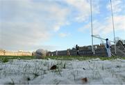 18 January 2015; General view of the snow covered ground as Tyrone plays Antrim. Bank of Ireland Dr McKenna Cup, Group C, Round 3, Tyrone v Antrim, St. Tiernach's Park, Clones, Co. Tyrone. Picture credit: Oliver McVeigh / SPORTSFILE