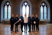 20 January 2015; The Women's Gaelic Players Association (WGPA) has been set up to represent and work for county ladies footballers and camogie players. The WGPA will support the off field development of players while also striving to improve the playing experience of those women who represent their county at the highest level in their sport. The Association currently has over 400 members and, in 2015, will provide a Member Support Line and Educational Opportunities for players. Pictured at the launch are members of the executive, from left, Deirdre Murphy, Clare, Kate Kelly, Treasurer, Wexford, Anna Geary, Cork, Aoife Lane, Chairperson, WGPA, Fiona McHale, Secretary, Mayo, Gemma Begley, Tyrone and Valerie Mulcahy, Cork. Smock Alley Theatre, Dublin. Picture credit: Brendan Moran / SPORTSFILE