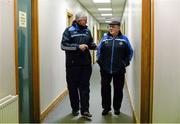 20 January 2015; Dublin manager Ger Cunningham, left, speaking with Patsy Kiernan, caretaker of Parnell Park, ahead of the game. Bord na Mona Walsh Cup, Group 2, Round 2, Dublin v DIT, Parnell Park, Dublin. Picture credit: Barry Cregg / SPORTSFILE