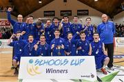 21 January 2015; OLSPK Belfast celebrate with the cup. All-Ireland Schools Cup U16B Boys Final, OLSPK Belfast v Presentation College Athenry. National Basketball Arena, Tallaght, Dublin. Picture credit: Matt Browne / SPORTSFILE