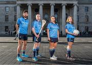 21 January 2015; To celebrate the start of a new GAA season Dublin senior footballer Cian O’Sullivan, senior hurler David O’Callaghan, senior ladies footballer Noelle Healy, and senior camogie player Ali Twomey helped launch a new home insurance offer from Dublin’s official sponsors AIG Insurance today.  AIG Insurance, the official sponsors of Dublin GAA, are offering a saving of 17% to all new home insurance customers who can avail of twelve months cover for the price of ten. In addition, customers who already have their car insured with the official sponsor of Dublin GAA can save up to 20% further off a home insurance policy as a loyalty reward. Supporters can take advantage of the discounted home insurance offer by calling 1890 50 27 27 or by logging on to www.aig.ie/dubs. Pictured at the launch are, from left, senior footballer Cian O’Sullivan, senior hurler David O’Callaghan, senior camogie player Ali Twomey and senior ladies footballer Noelle Healy. GPO, O'Connell Street, Dublin. Picture credit: Stephen McCarthy / SPORTSFILE