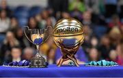 21 January 2015; A view of the cup and medals during the game. All-Ireland Schools Cup U16B Boys Final, OLSPK Belfast v Presentation College Athenry. National Basketball Arena, Tallaght, Dublin. Picture credit: Matt Browne / SPORTSFILE