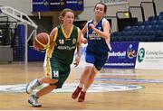 21 January 2015; Molly O'Carroll, Mercy Mounthawk, in action against Laura Carroll, St Louis Kiltimagh. All-Ireland Schools Cup U16B Girls Final, St Louis Kiltimagh v Mercy Mounthawk. National Basketball Arena, Tallaght, Dublin. Picture credit: Matt Browne / SPORTSFILE