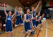 21 January 2015; St Louis Kiltimagh players celebrate after the final whistle. All-Ireland Schools Cup U16B Girls Final, St Louis Kiltimagh v Mercy Mounthawk. National Basketball Arena, Tallaght, Dublin. Picture credit: Matt Browne / SPORTSFILE