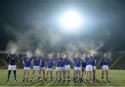 21 January 2015; The Cavan team stand for the national anthem ahead of the game. Dr. McKenna Cup Semi-Final, Cavan v Fermanagh. Kingspan Breffni Park, Cavan. Picture credit: Barry Cregg / SPORTSFILE
