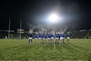 21 January 2015; The Cavan team stand for the national anthem ahead of the game. Dr. McKenna Cup Semi-Final, Cavan v Fermanagh. Kingspan Breffni Park, Cavan. Picture credit: Barry Cregg / SPORTSFILE