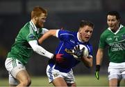 21 January 2015; Tom Hayes, Cavan, in action against  James Allen, left, and Niall Cassidy, Fermanagh. Dr. McKenna Cup Semi-Final, Cavan v Fermanagh. Kingspan Breffni Park, Cavan. Picture credit: Barry Cregg / SPORTSFILE