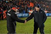 21 January 2015; Tyrone manager Mickey Harte, left, shakes hands with Armagh manager Kieran McGeeney after the game. Dr. McKenna Cup Semi-Final, Armagh v Tyrone. Athletic Grounds, Armagh. Picture credit: Ramsey Cardy / SPORTSFILE