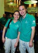 29 September 2007; Jessica Powter and Pat Kickham, both from Ranelagh, Dublin, pictured at Dublin Airport prior to boarding an Aer Lingus sponsored flight to London Heathrow en route to the 2007 Special Olympics World Summer Games in China. In total 200 Special Olympics Ireland volunteers will make the trip to the Games will take place in Shanghai from the 2nd October to the 11th October 2007. Ireland will be represented by a 143 athletes and 55 coaches. Dublin Airport, Dublin. Picture credit: Ray McManus / SPORTSFILE