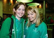 29 September 2007; Joan and Kate McSweeney, Goatstown, Co. Dublin, pictured at Dublin Airport prior to boarding an Aer Lingus sponsored flight to London Heathrow en route to the 2007 Special Olympics World Summer Games in China. In total 200 Special Olympics Ireland volunteers will make the trip to the Games will take place in Shanghai from the 2nd October to the 11th October 2007. Ireland will be represented by a 143 athletes and 55 coaches. Dublin Airport, Dublin. Picture credit: Ray McManus / SPORTSFILE