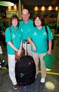 29 September 2007; Catherine O'Brien, Fairhill, Co. Cork, Paddy Quaid, Limerick and Marian Devereaux, Douglas, Co. Cork, pictured at Dublin Airport prior to boarding an Aer Lingus sponsored flight to London Heathrow en route to the 2007 Special Olympics World Summer Games in China. In total 200 Special Olympics Ireland volunteers will make the trip to the Games will take place in Shanghai from the 2nd October to the 11th October 2007. Ireland will be represented by a 143 athletes and 55 coaches. Dublin Airport, Dublin. Picture credit: Ray McManus / SPORTSFILE