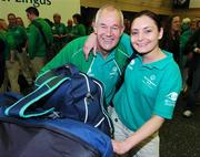 29 September 2007; Volunteers Gerry Conlon and Jessica Powter, Dublin, pictured at Dublin Airport prior to boarding an Aer Lingus sponsored flight to London Heathrow en route to the 2007 Special Olympics World Summer Games in China. In total 200 Special Olympics Ireland volunteers will make the trip to the Games will take place in Shanghai from the 2nd October to the 11th October 2007. Ireland will be represented by a 143 athletes and 55 coaches. Dublin Airport, Dublin. Picture credit: Ray McManus / SPORTSFILE