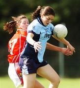 30 September 2007; Ciara Murphy, Dublin, in action against Niamh Canty, Cork. The Aisling McGing Cup Final, Dublin v Cork, Toomevara, Co. Tipperary. Photo by Sportsfile