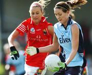 30 September 2007; Rhona Markham, Dublin, in action against Eimear O'Connell, Cork. The Aisling McGing Cup Final, Dublin v Cork, Toomevara, Co. Tipperary. Photo by Sportsfile