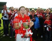 30 September 2007; Cork captain Niamh Hickey celebrates with the Aisling McGing cup. The Aisling McGing Cup Final, Dublin v Cork, Toomevara, Co. Tipperary. Photo by Sportsfile
