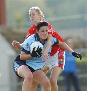 30 September 2007; Thressa McConnell, Dublin, in action against Elaine Cotter, Cork. The Aisling McGing Cup Final, Dublin v Cork, Toomevara, Co. Tipperary. Photo by Sportsfile
