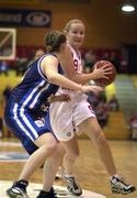 29 January 2000; Caitriona White of Avonmore Wildcats  in action against Lisa Grennell of Killester during the Senior Women's Sprite Cup Semi-Final match between Avonmore Wildcats v Killester at the National Basketball Arena in Tallaght, Dublin. Photo by Brendan Moran/Sportsfile