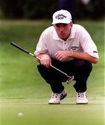 31 July 1999; David Gilford lines up a putt on the 8th green during day two of the Smurfit European Open at the K-Club in Straffan, Kildare. Photo by Matt Browne/Sportsfile
