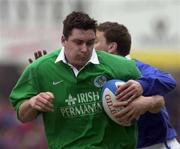 18 March 2000; David Wallace of Ireland is tackled by Guillaume Combes of France during the Six Nations A Rugby Championship match between France and Ireland at Stade Marcel-Michelin in Clermont-Ferrand, France. Photo by Matt Browne/Sportsfile
