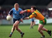 5 March 2000; Declan Darcy of Dublin in action against Adrian Sweeney of Donegal during the Church & General National Football League Division 1A Round 5 match between Dublin and Donegal at Parnell Park in Dublin. Photo by Ray McManus/Sportsfile
