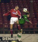 17 December 1999; Declan Geoghegan of Shelbourne in action against Glen Shannon of Sligo Rovers during the Eircom League Premier Division match between Shelbourne and Sligo Rovers at Tolka Park in Dublin. Photo by Damien Eagers/Sportsfile