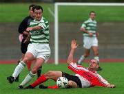 19 March 2000; Derek Treacy of Shamrock Rovers in action against Steve Birks of Sligo Rovers during the Eircom League Premier Division match between Shamrock Roves and Sligo Rovers at Morton Stadium in Dublin. Photo by David Maher/Sportsfile