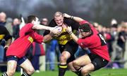 11 March 2000; Des Clohessy of Young Munster is tackled by Jimmy Topping, left, and Dion O'Cuinneghan of Ballymena during the AIB Rugby League Division 1 match between Ballymena and Young Munster at Eaton Park in Ballymena, Antrim. Photo by Matt Browne/Sportsfile