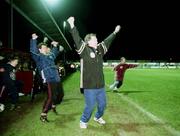 7 January 2000; Galway United manager Don O'Riordan celebrates a goal during the FAI Harp Cup Second Round match between Galway United and St Patrick's Athletic at Terryland Park in Galway. Photo by Ray Lohan/Sportsfile