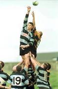27 March 1999; Eddie Halvey of Shannon contests a line-out against Martin Steffert of Buccaneers during the AIB All-Ireland League Division 1 match between Buccaneers and Shannon at Buccaneers RFC in Athlone, Westmeath. Photo by Matt Browne/Sportsfile