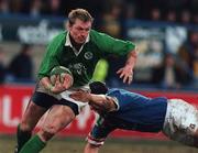 3 March 2000; Eric Miller of Ireland is tackled by Diego Colli of Italy during the Six Nations A Rugby Championship match between Ireland and Italy at Donnybrook Stadium in Dublin. Photo by Matt Browne/Sportsfile