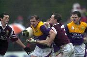 27 November 1999; Fergal O'Donnell of Roscommon Gaels in action against Thomas Nallen of Crossmolina during the AIB Connacht Senior Club Football Championship Final Replay match at St Tiernan's Park in Crossmolina, Mayo. Photo by David Maher/Sportsfile