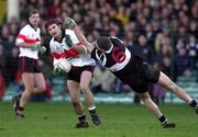 12 December 1999; Fionán Kelleher of UCC in action against Kieran Burns of Doonbeg during the AIB Munster Senior Club Football Championship Final match between UCC and Doonbeg at the Gaelic Grounds in Limerick. Photo by Brendan Moran/Sportsfile
