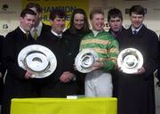 14 March 2000; Istabraq owner JP McManus, second from left, with his son John McManus, far left, and Miss Anne-Marie O'Brien, alongside winning jockey Charlie Swan and trainer Aidan O'Brien after Istabraq had won the Smurfit Champion Hurdle for the third time in a row on day one of the Cheltenham Racing Festival at Prestbury Park in Cheltenham, England. Photo by Matt Browne/Sportsfile