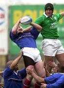 18 March 2000; Jeremy Davidson of Ireland in action against Jean Daude of France during the Six Nations A Rugby Championship match between France and Ireland at Stade Marcel-Michelin in Clermont-Ferrand, France. Photo by Matt Browne/Sportsfile