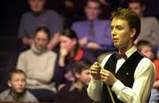 22 March 2000; Ken Doherty of Ireland in action against Matthew Stevens of Wales during the Benson and Hedges Irish Masters Snooker Championships First Round match at Goffs in Kill, Kildare. Photo by Damien Eagers/Sportsfile