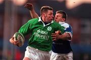 3 March 2000; Killian Keane of Ireland is tackled by Gioanni Raineri of Italy during the Six Nations A Rugby Championship match between Ireland and Italy at Donnybrook Stadium in Dublin. Photo by Matt Browne/Sportsfile