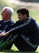 8 October 1999; Gary Breen sits out a Republic of Ireland training session at Cemtentarnica Stadium in Skopje, Macedonia. Photo by David Maher/Sportsfile
