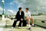 23 November 1999; Republic of Ireland U18 footballer Graham Barrett with his mother Marie near the team hotel, Les Lapins, at the Ta'Xbiex Yacht Marina in Malta. Photo by David Maher/Sportsfile